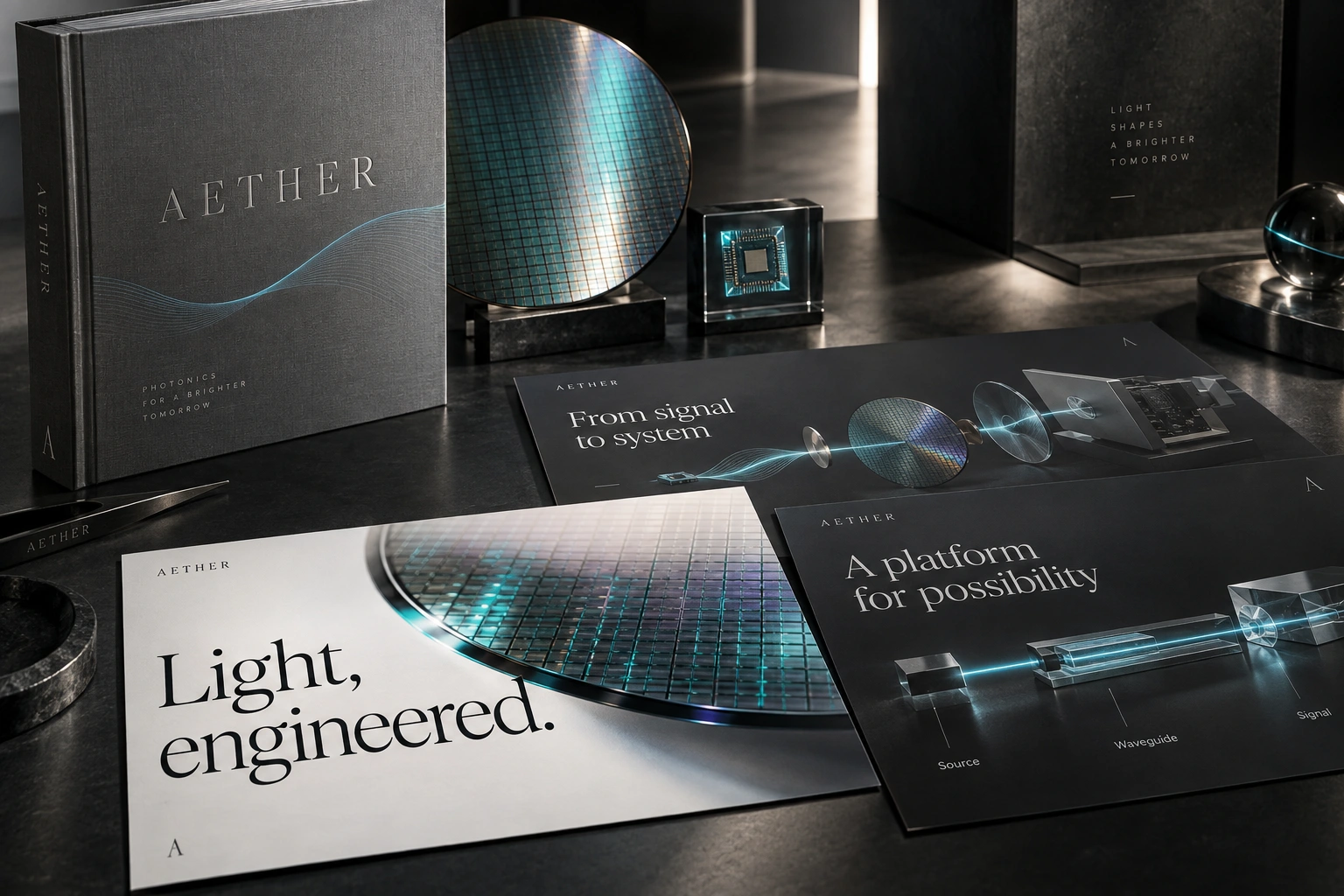 Aether photonics brand book and technical presentation slides